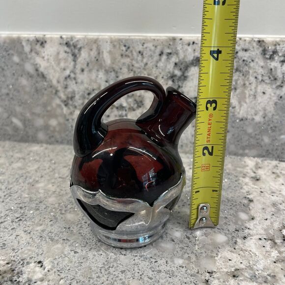 Vintage Farber Bros. Krome Kraft Mini Glass Cruet Decanter Art Deco Amethyst - Picture 6 of 7